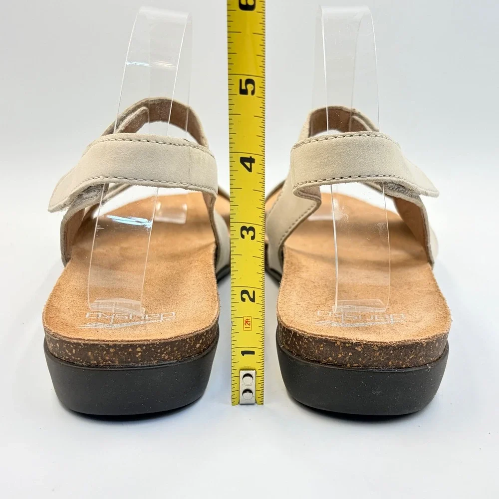 Dansko Ronda Cork‎ Sandals Nubuck Ivory Triple Strap Comfort Womens 40 US 9.5-10